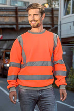 hochwertiger Sweater in Orange mit Reflexstreifen