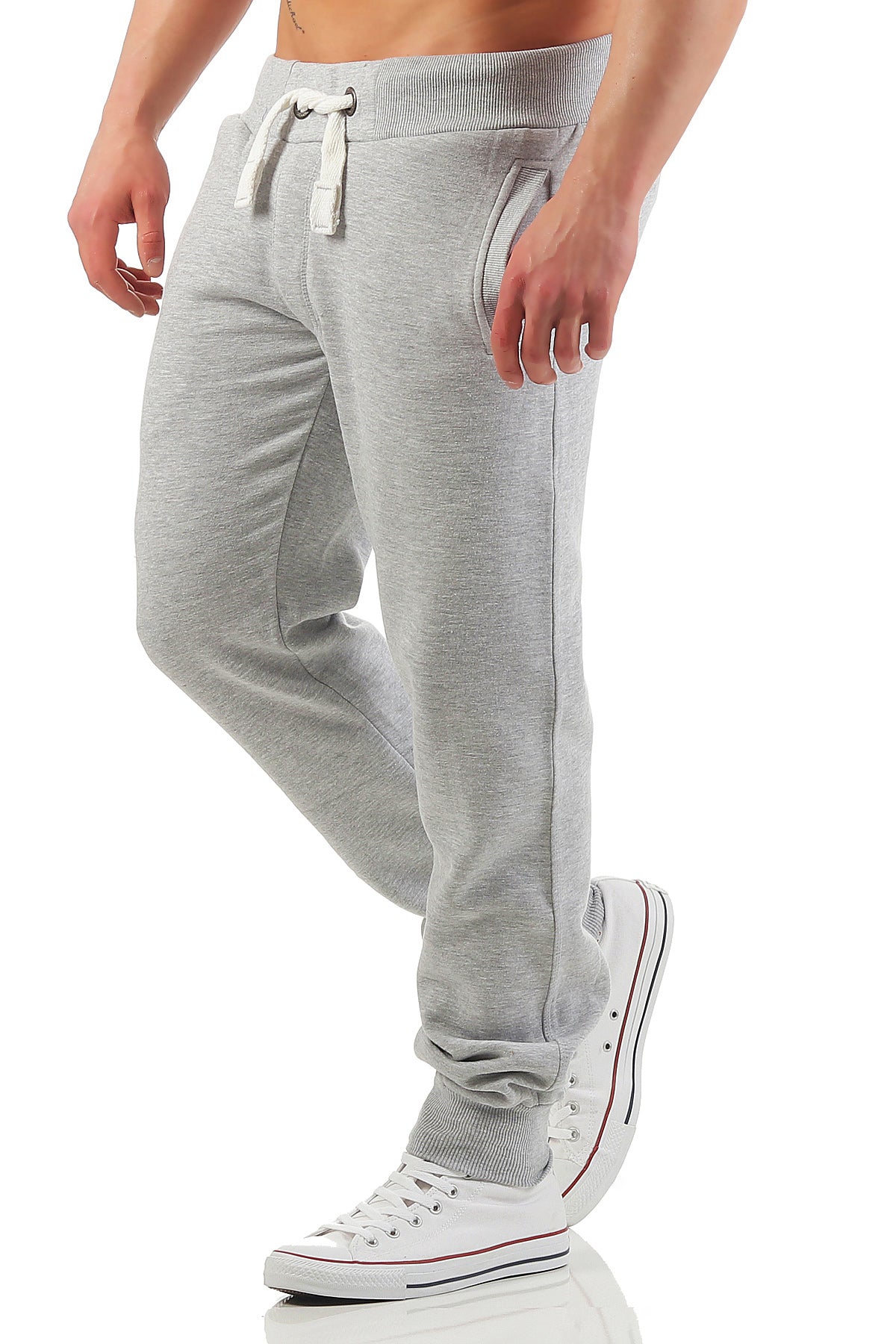 günstige Sweatpants für Männer mit Taschen in Grau meliert