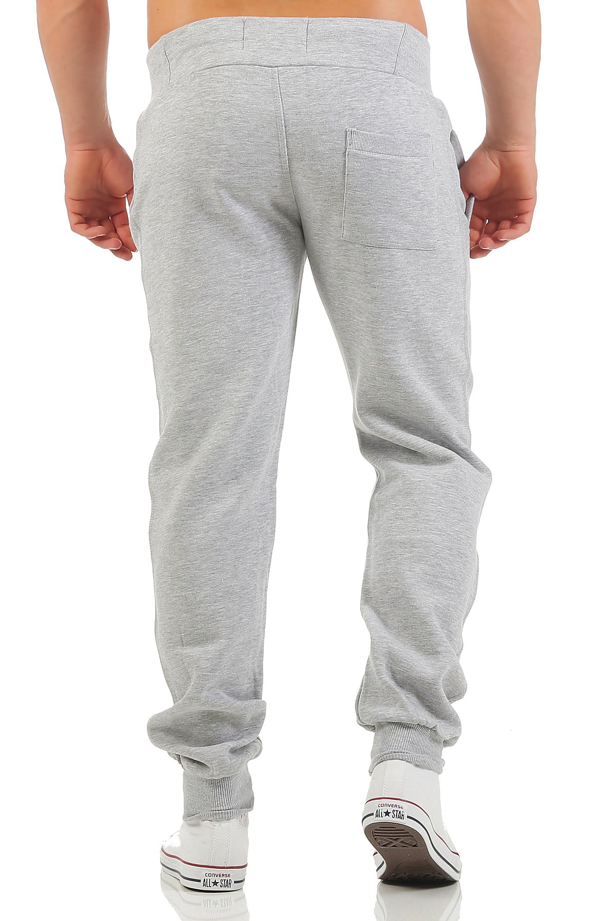 Herren Sweathose aus Baumwolle bequem warm in Grau meliert
