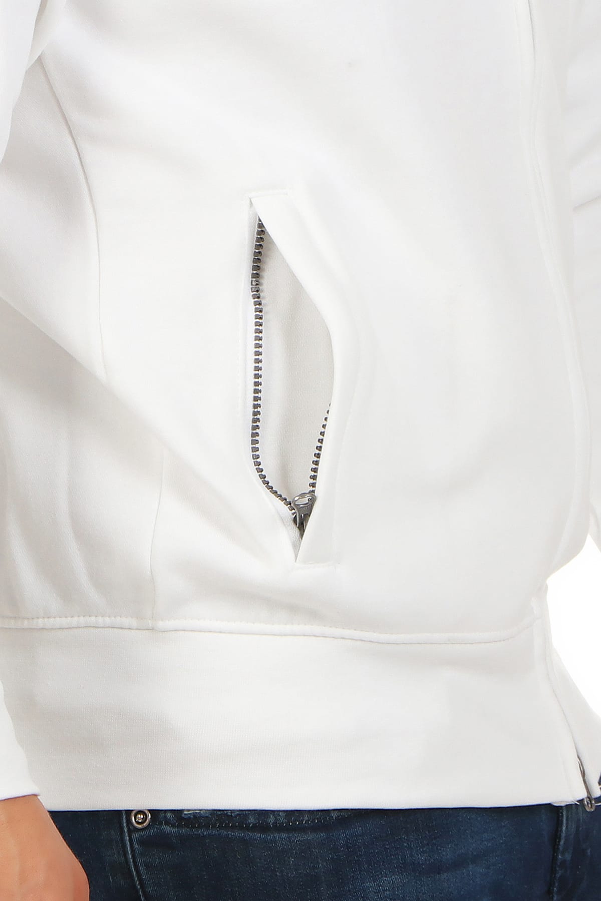 robuste Sweatjacke mit Seitentaschen in Weiß