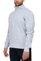Herren Halfzip Pullover mit Stehkragen in Grau meliert