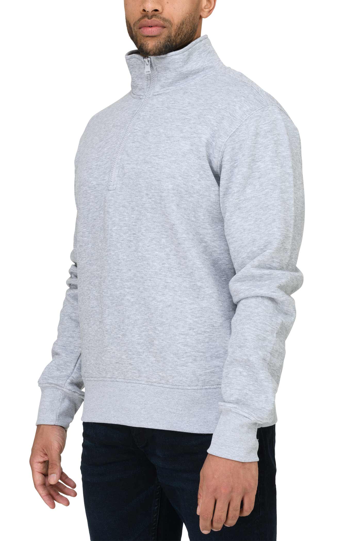 Herren Halfzip Pullover mit Stehkragen in Grau meliert