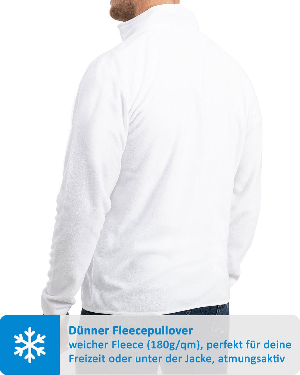 Fleecepullover mit Stehkragen in Weiß
