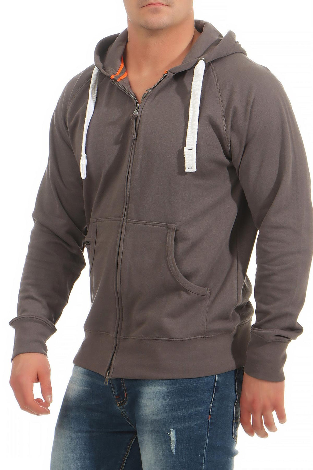 Herren Sweatjacke mit Kordelzug in Anthrazit