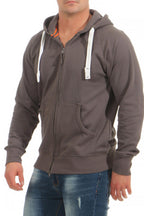 Herren Sweatjacke mit Kordelzug in Anthrazit
