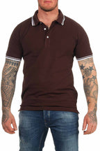 Braunes Herren Poloshirt mit farbiges Akzenten