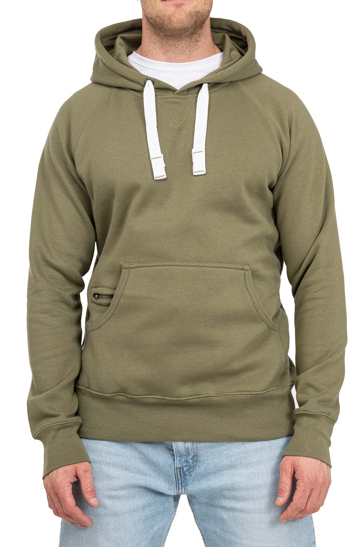 Herren Kapuzenpullover Basic in Olivgrün