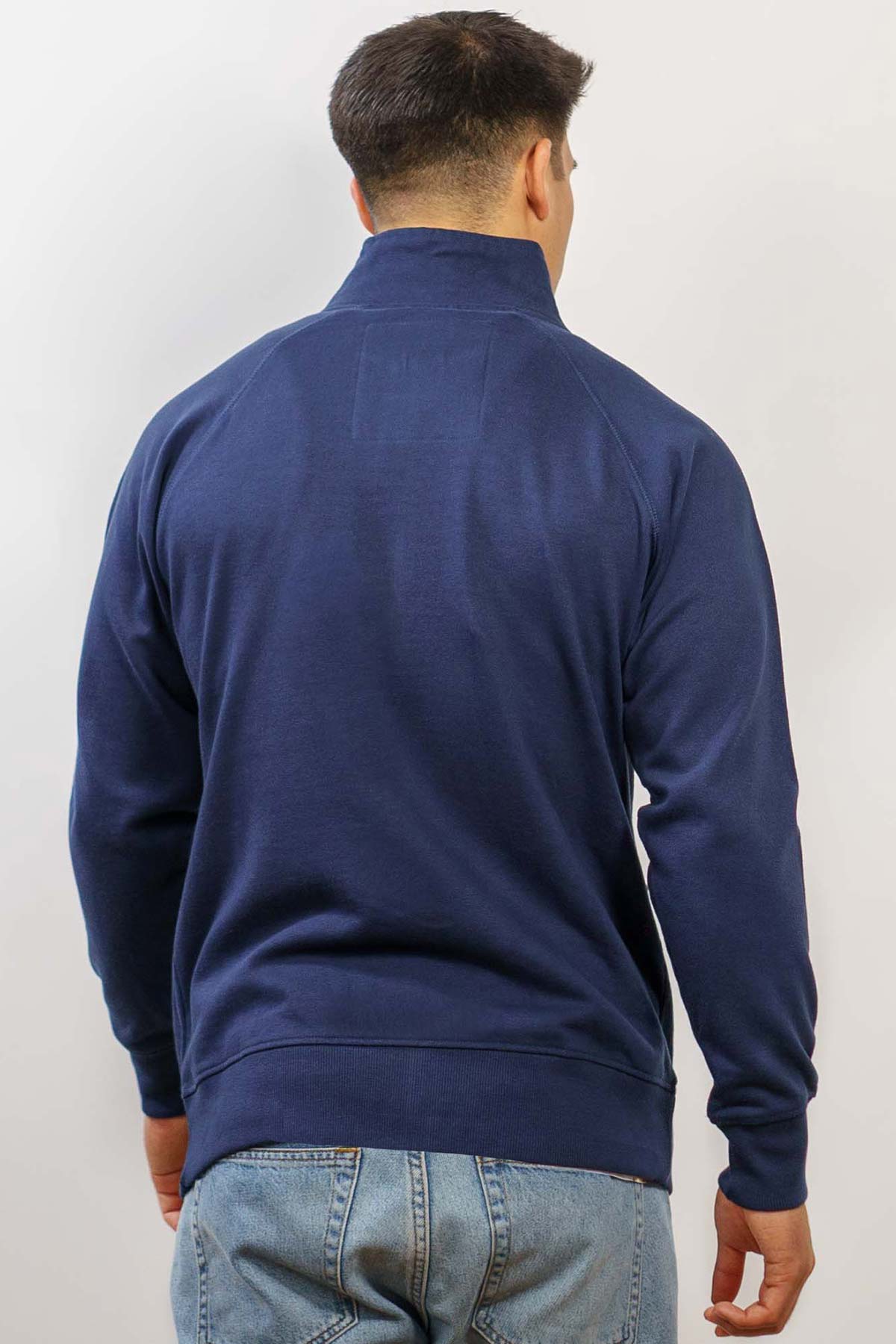 Herren Sweatjacke ohne Kapuze mit Stehkragen Stone