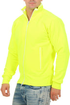 Herren Sweatjacke mit Stehkragen in Neongelb