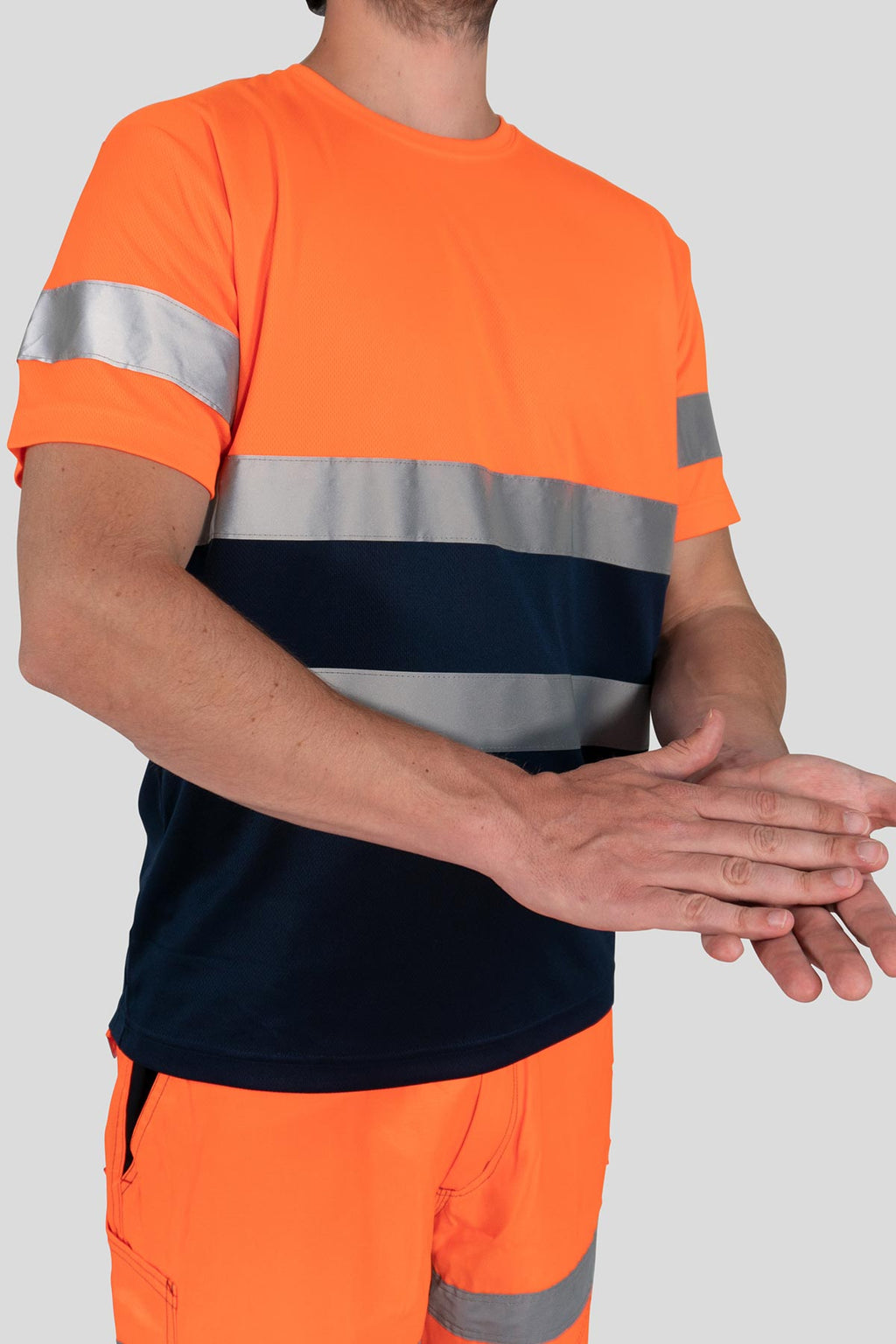 Herren Warnschutz T-Shirt mit Reflexstreifen Hohe Sichtbarkeit EN ISO 20471 Klasse 2 Delta