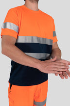 Herren Warnschutz T-Shirt mit Reflexstreifen Hohe Sichtbarkeit EN ISO 20471 Klasse 2 Delta