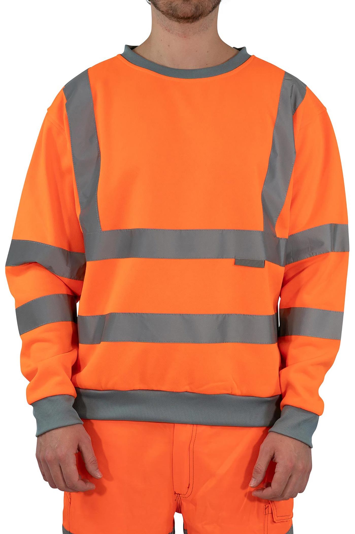 Herren Warnschutz Sweatshirt in Neon-Orange