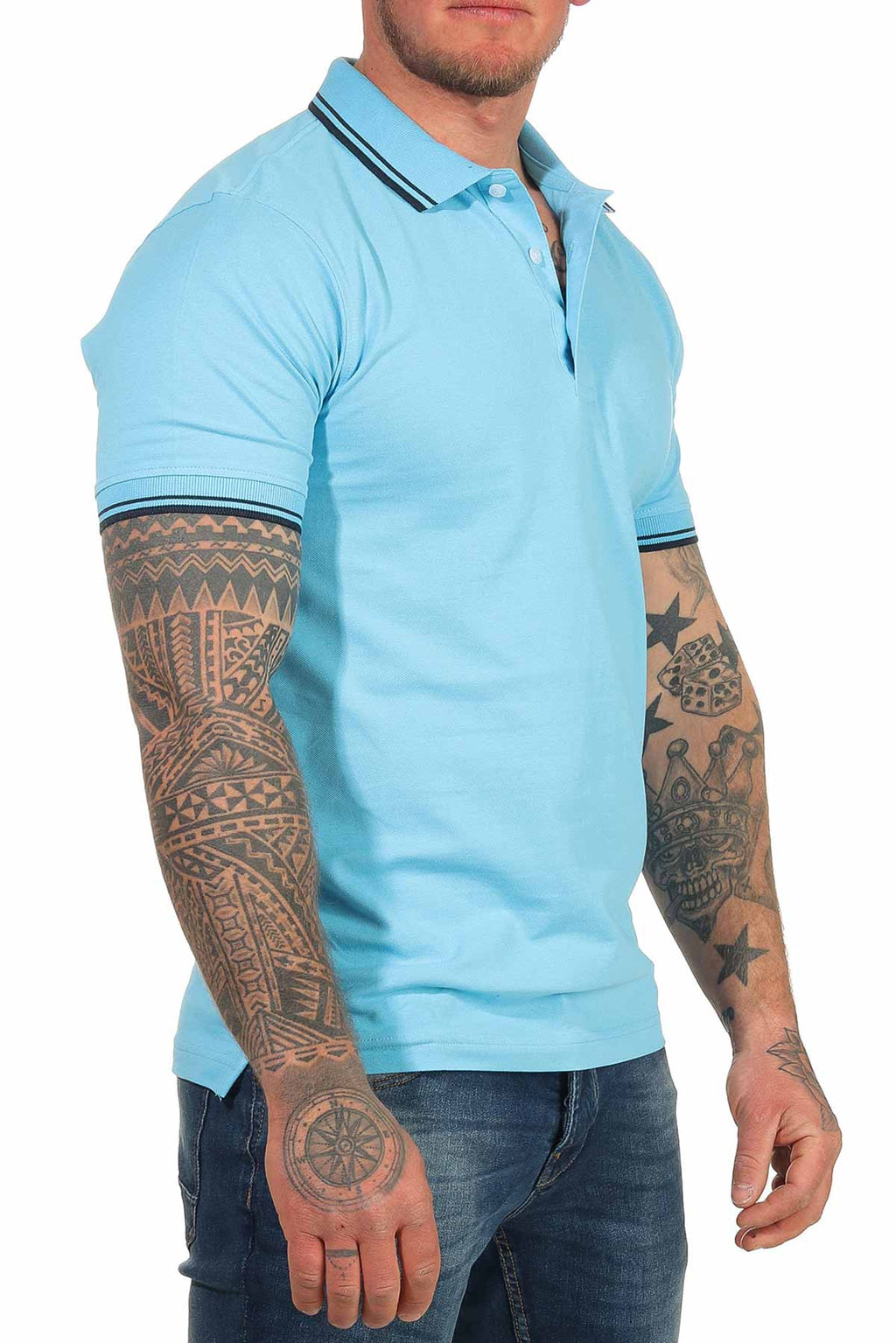 Basic Poloshirt kurarm Männer in Türkis