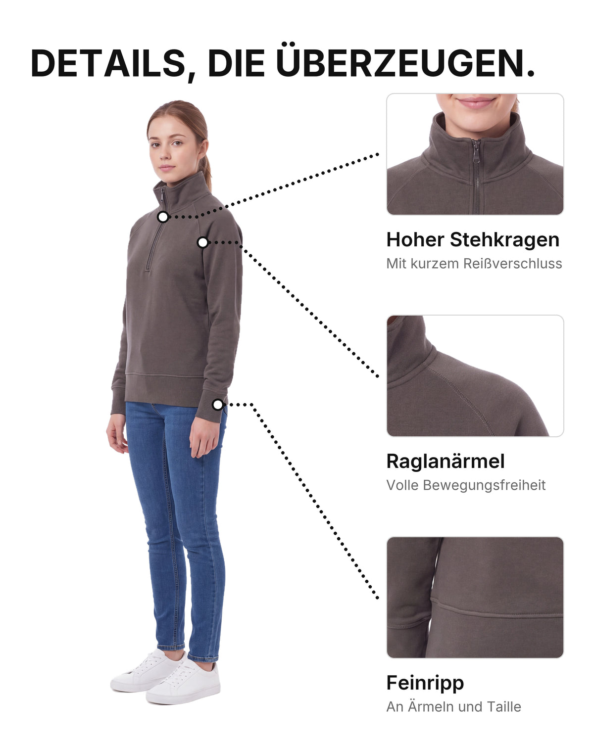 Damen Pullover Stehkragen Miami