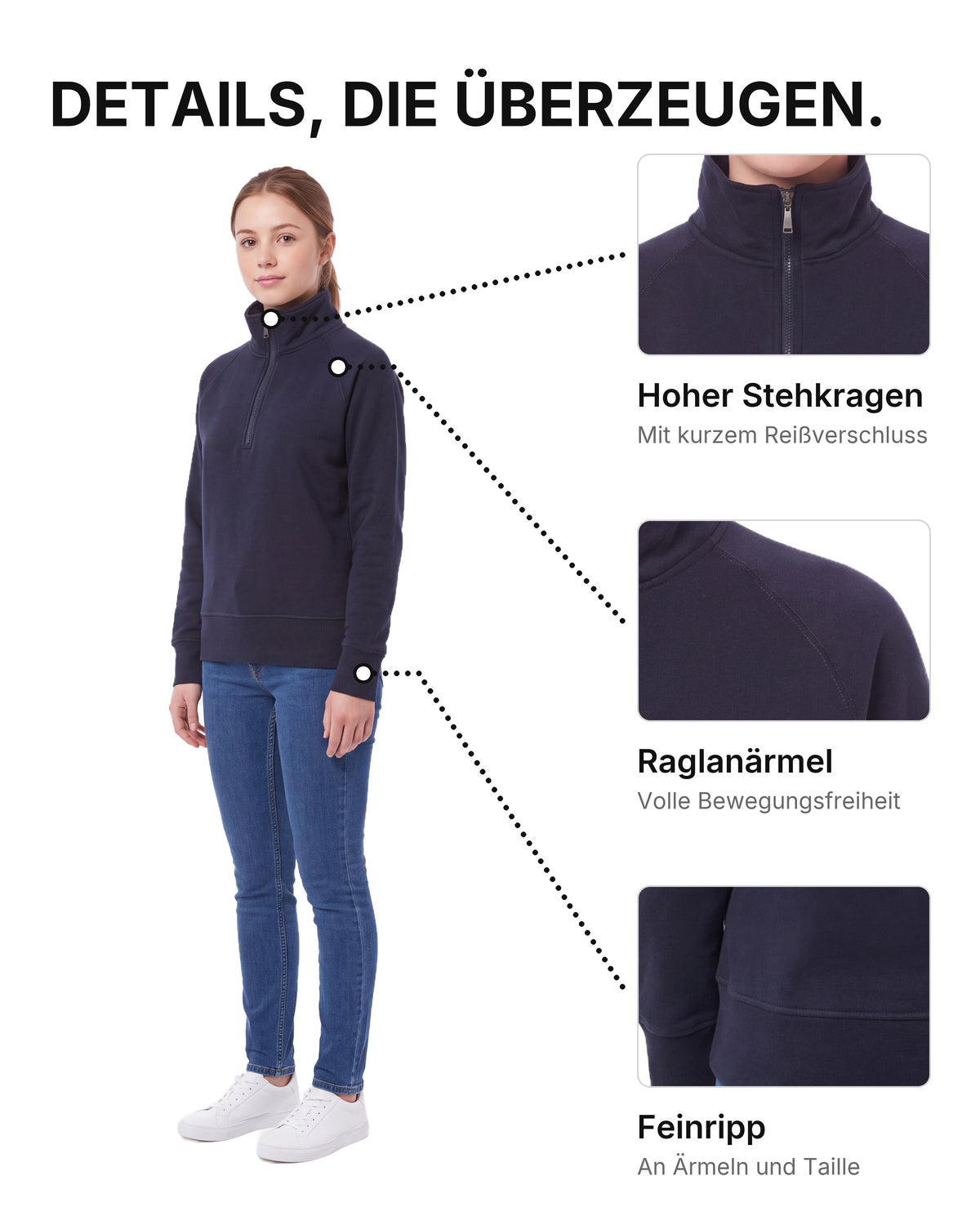 Damen Pullover Stehkragen Miami