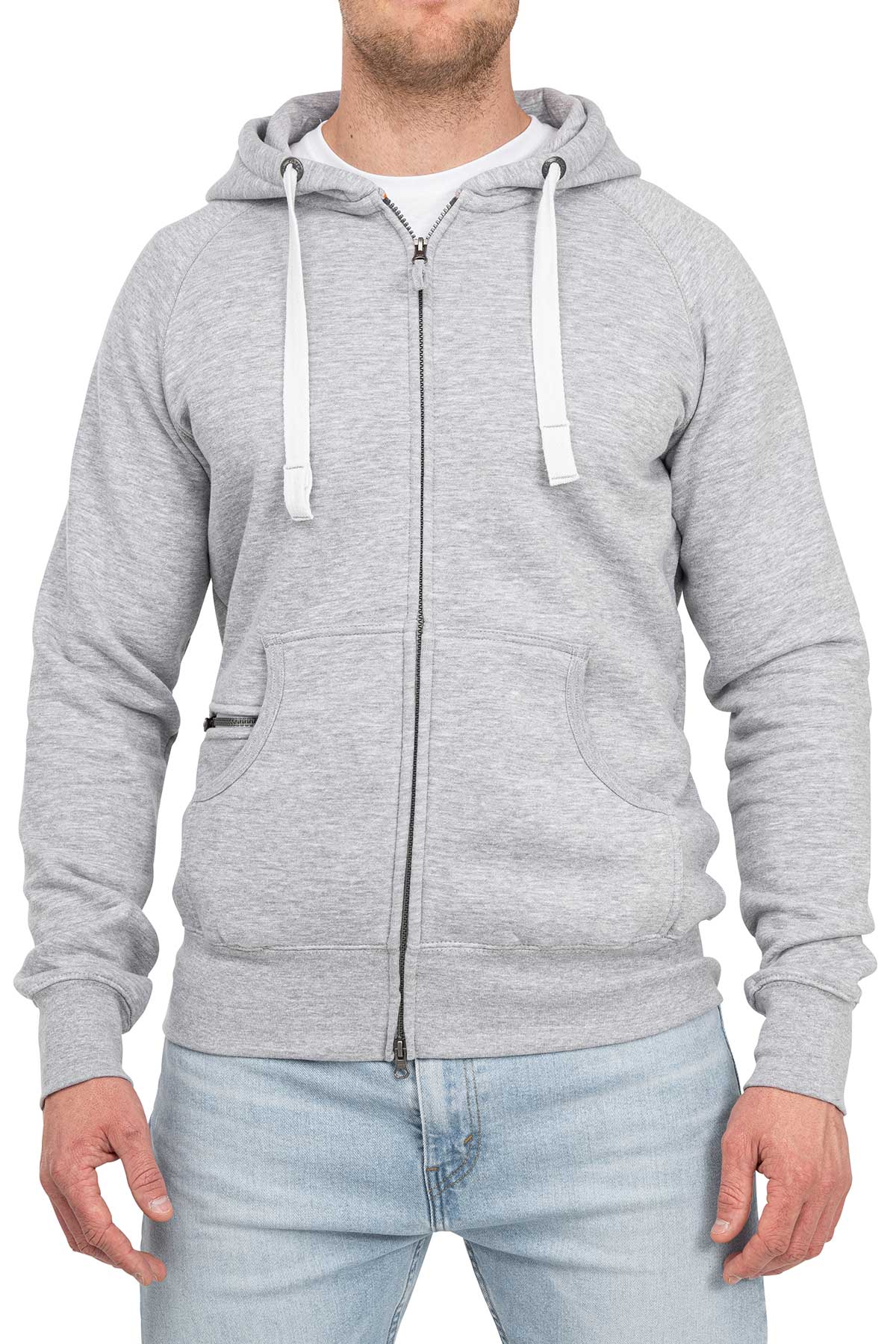 Herren Sweatjacke in großen Größen in Grau meliert