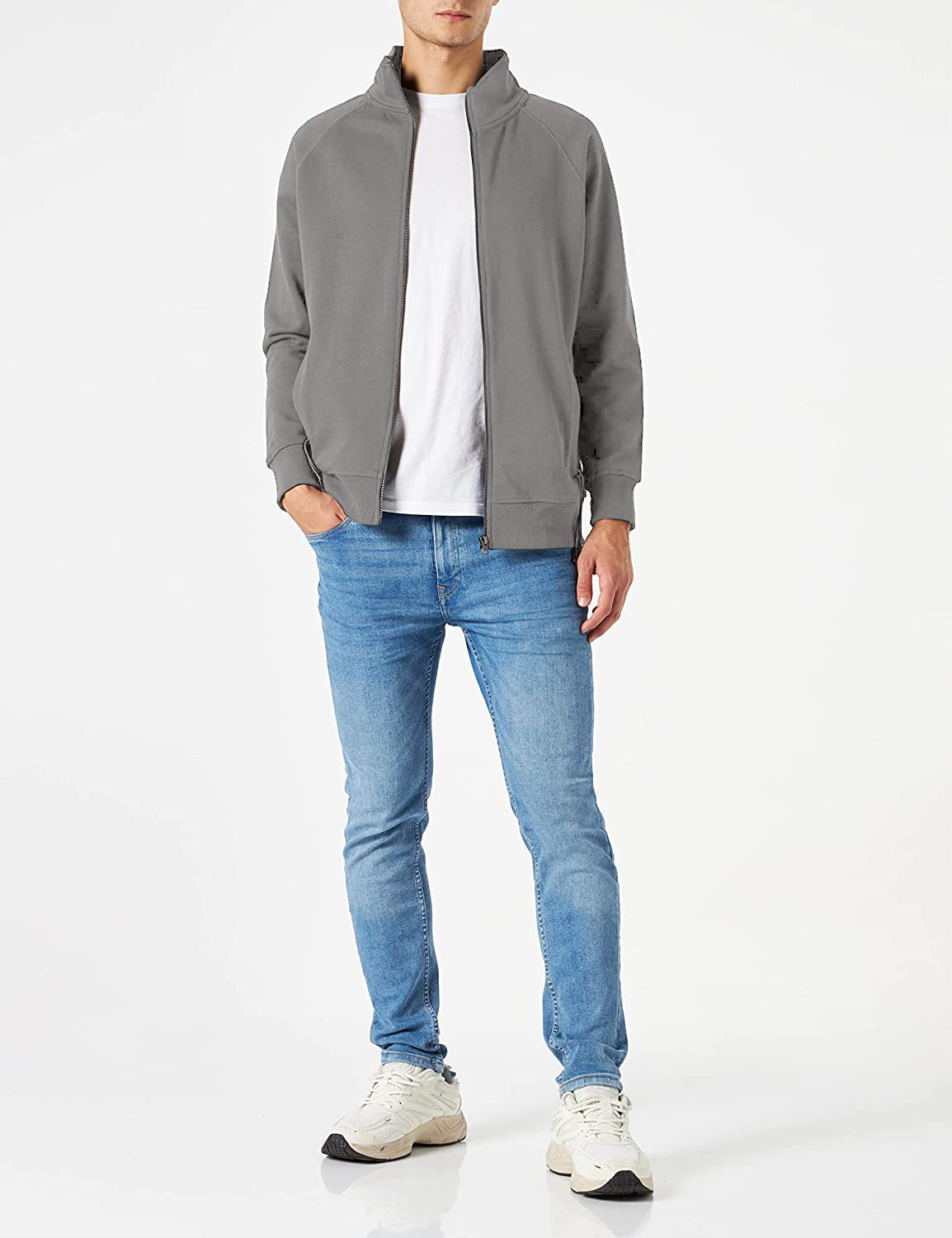 Herren Sweatjacke mit hohem Kragen und zwei Seitentaschen
