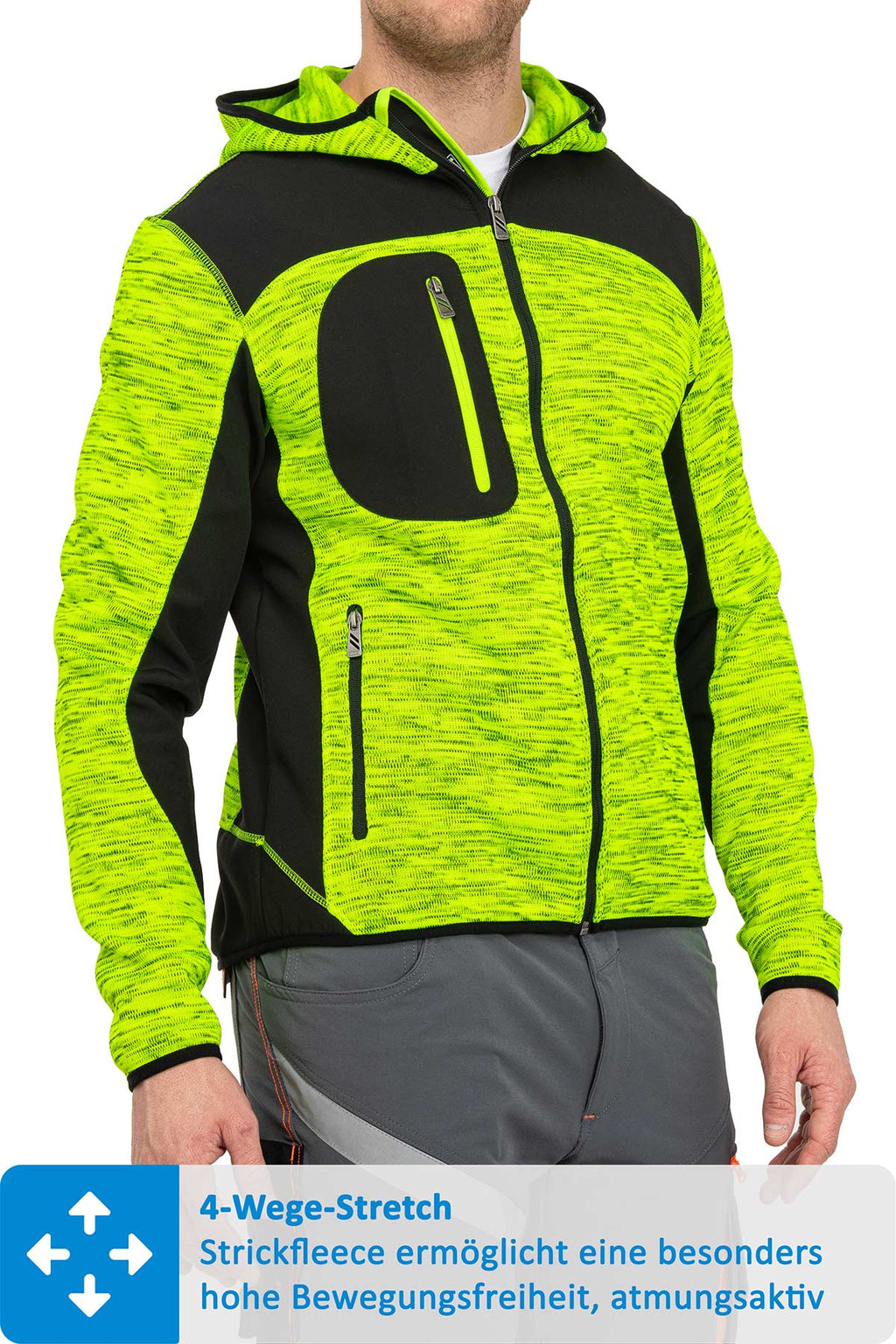 Herren Softshelljacke mit funktionalen Taschen in Gelb