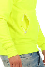 Herren Sweatjacke Zipper mit Einstecktaschen und elastischer Taille in Neongelb