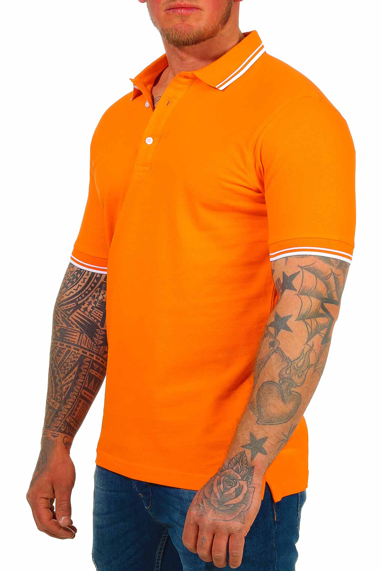 Basic Poloshirt kurarm Männer in Orange