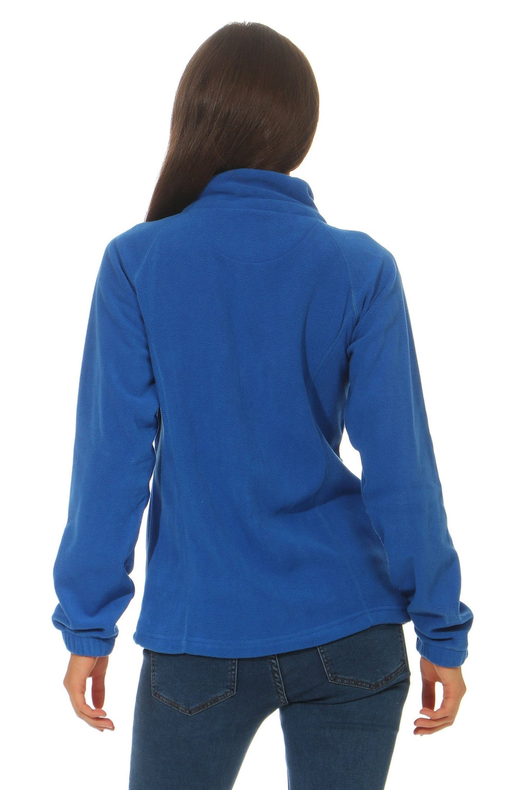 Damen Jacke aus Fleece Rueckseite mit Stehkragen in Blau
