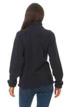 Damen Jacke aus Fleece Rueckseite mit Stehkragen in Dunkelblau