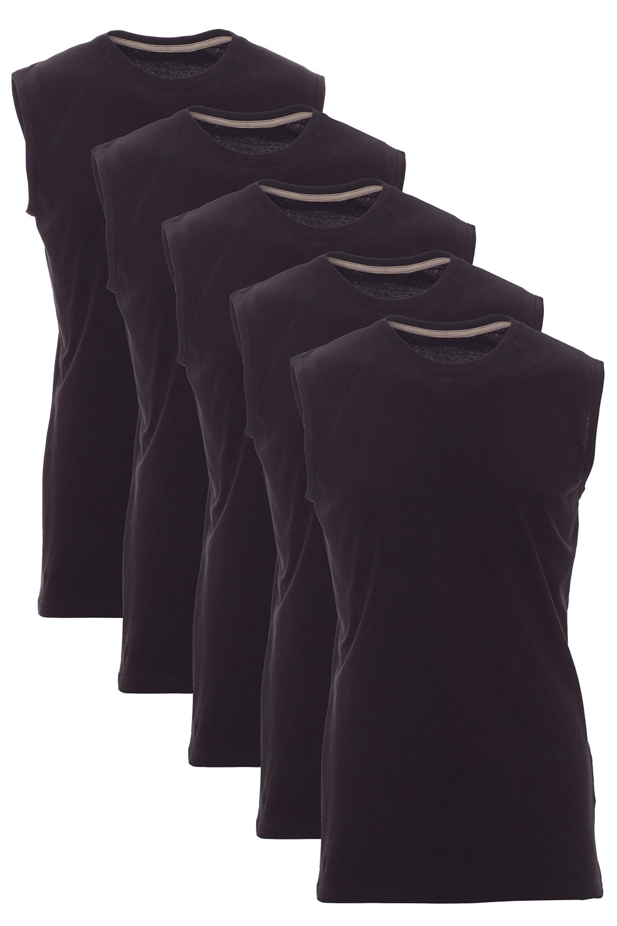 Herren Shirts ohne Aermel 5er Pack Schwarz