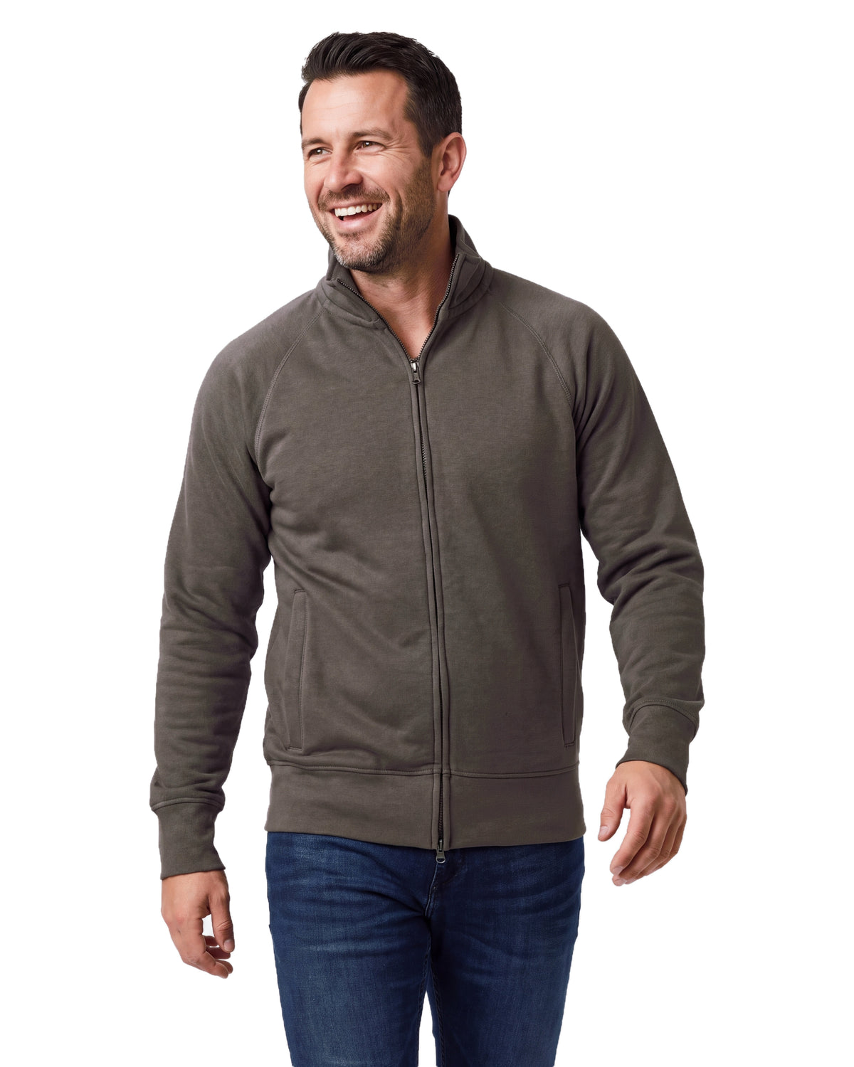 Herren Sweatjacke ohne Kapuze mit Stehkragen Panama