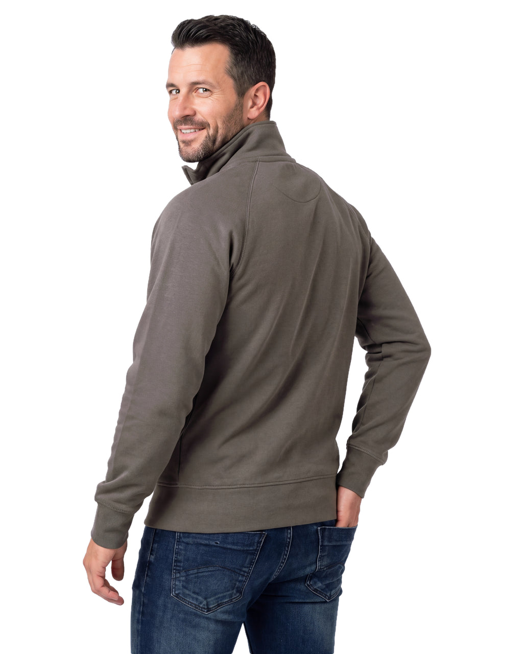 Herren Sweatjacke ohne Kapuze mit Stehkragen Panama