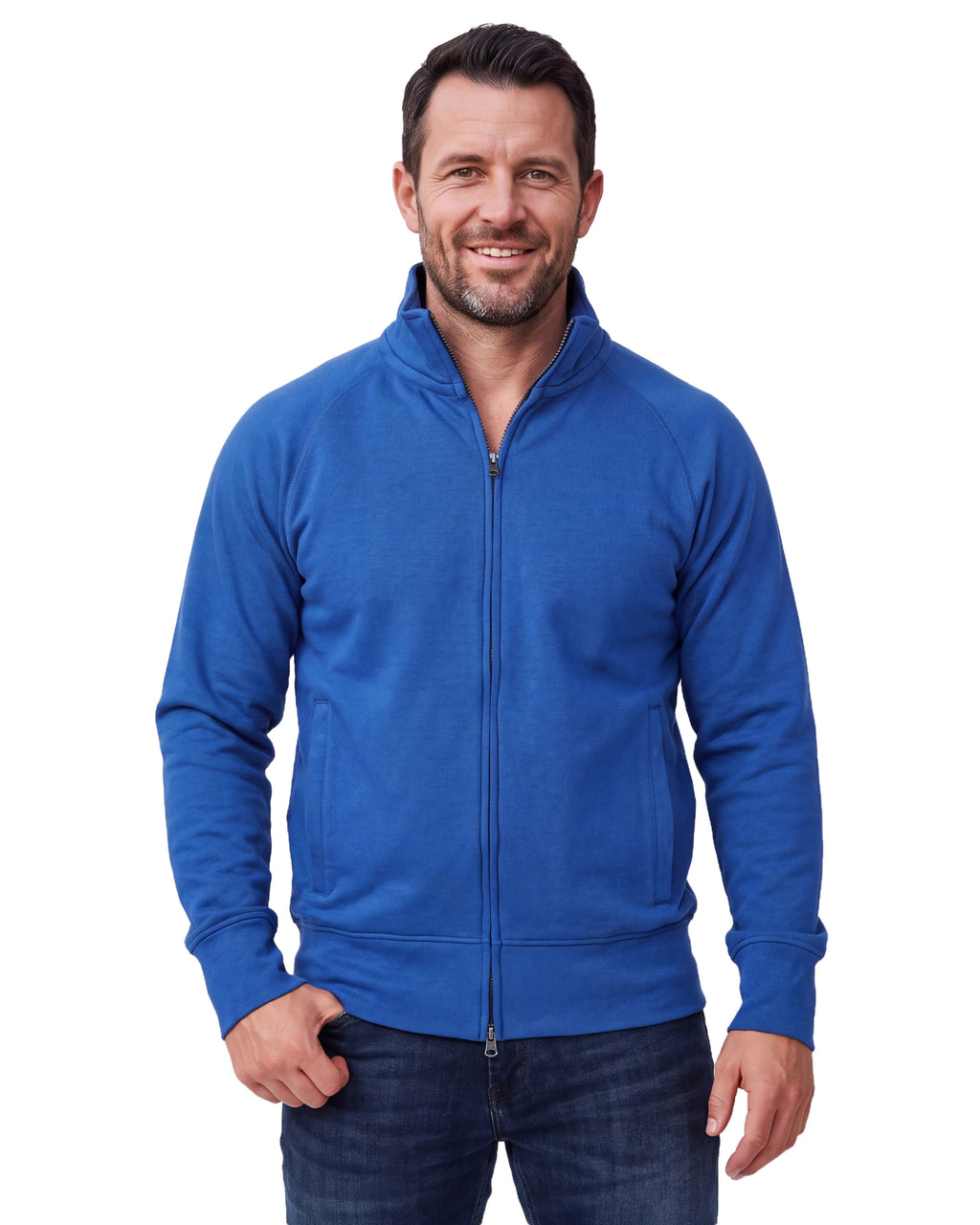 Herren Sweatjacke ohne Kapuze mit Stehkragen Panama