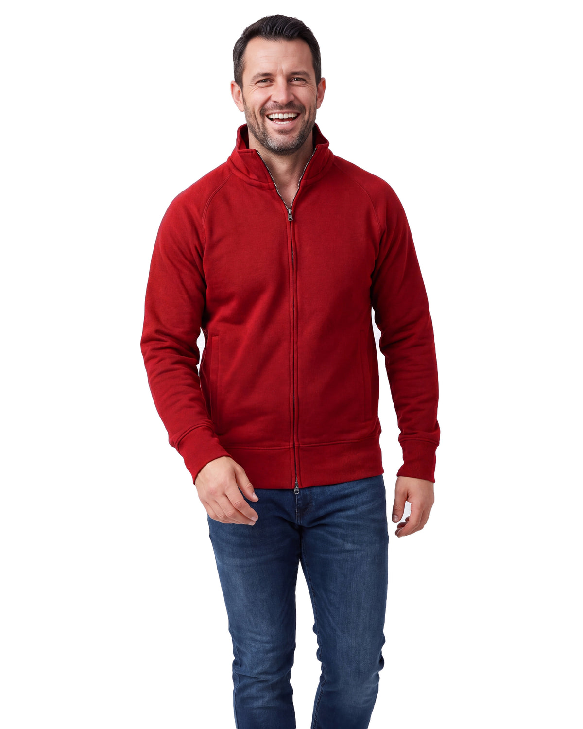Herren Sweatjacke ohne Kapuze mit Stehkragen Panama