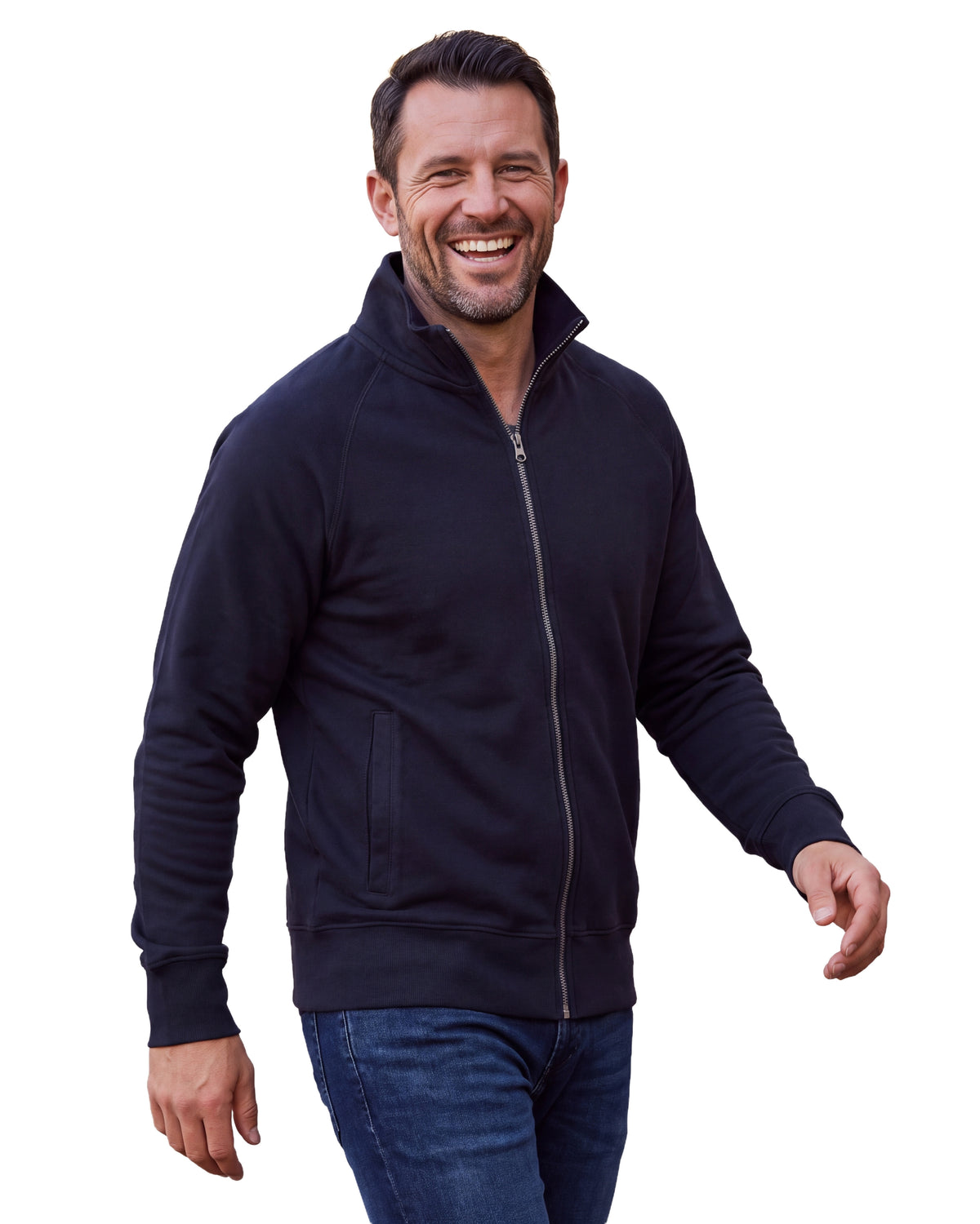 Herren Sweatjacke ohne Kapuze mit Stehkragen Panama