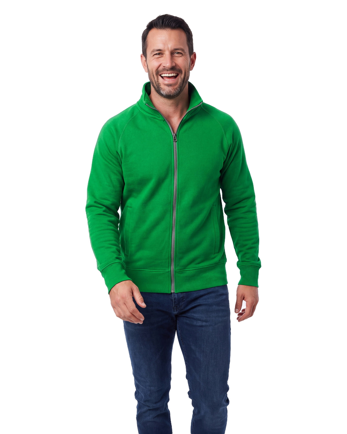 Herren Sweatjacke ohne Kapuze mit Stehkragen Panama