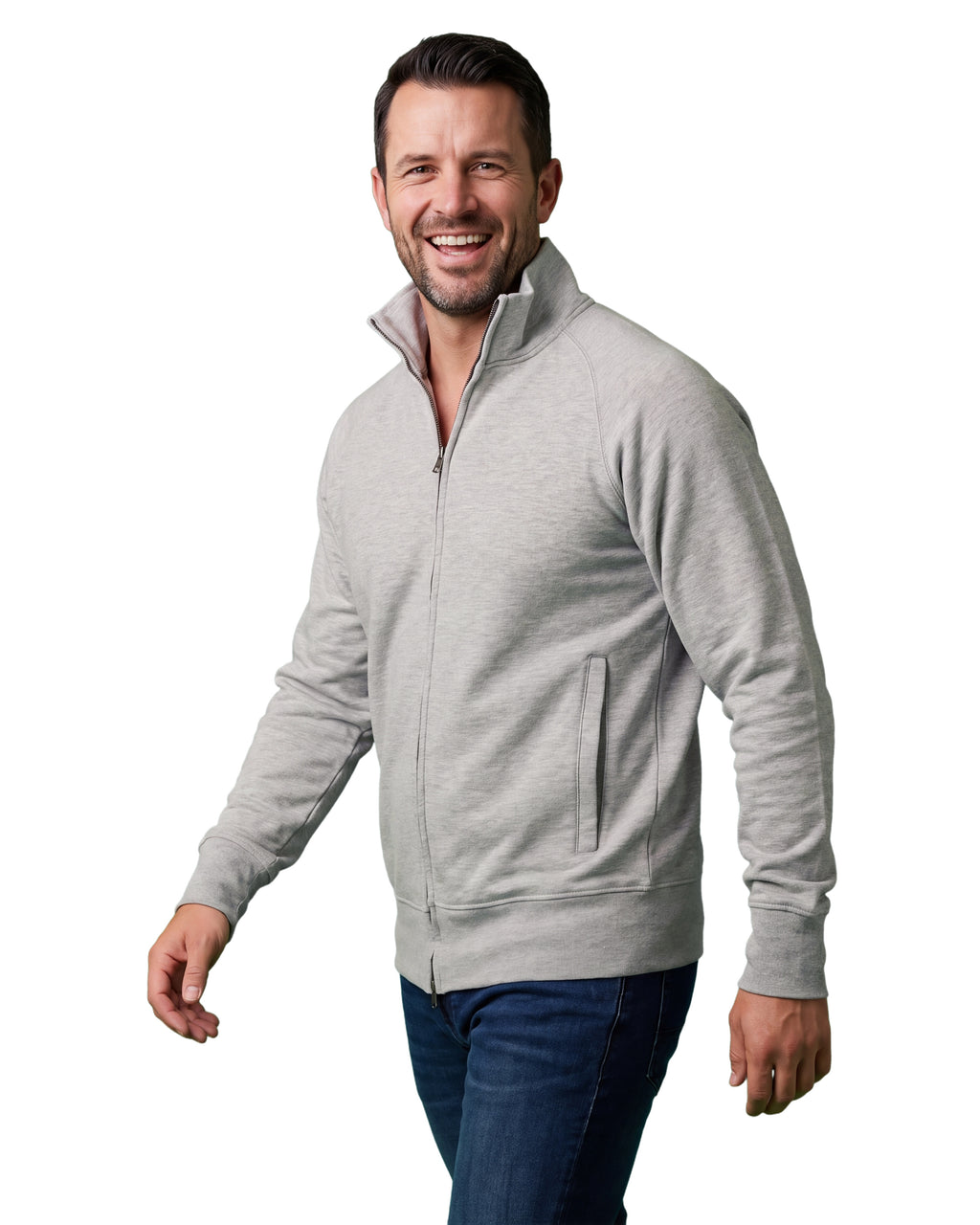 Herren Sweatjacke ohne Kapuze mit Stehkragen Panama