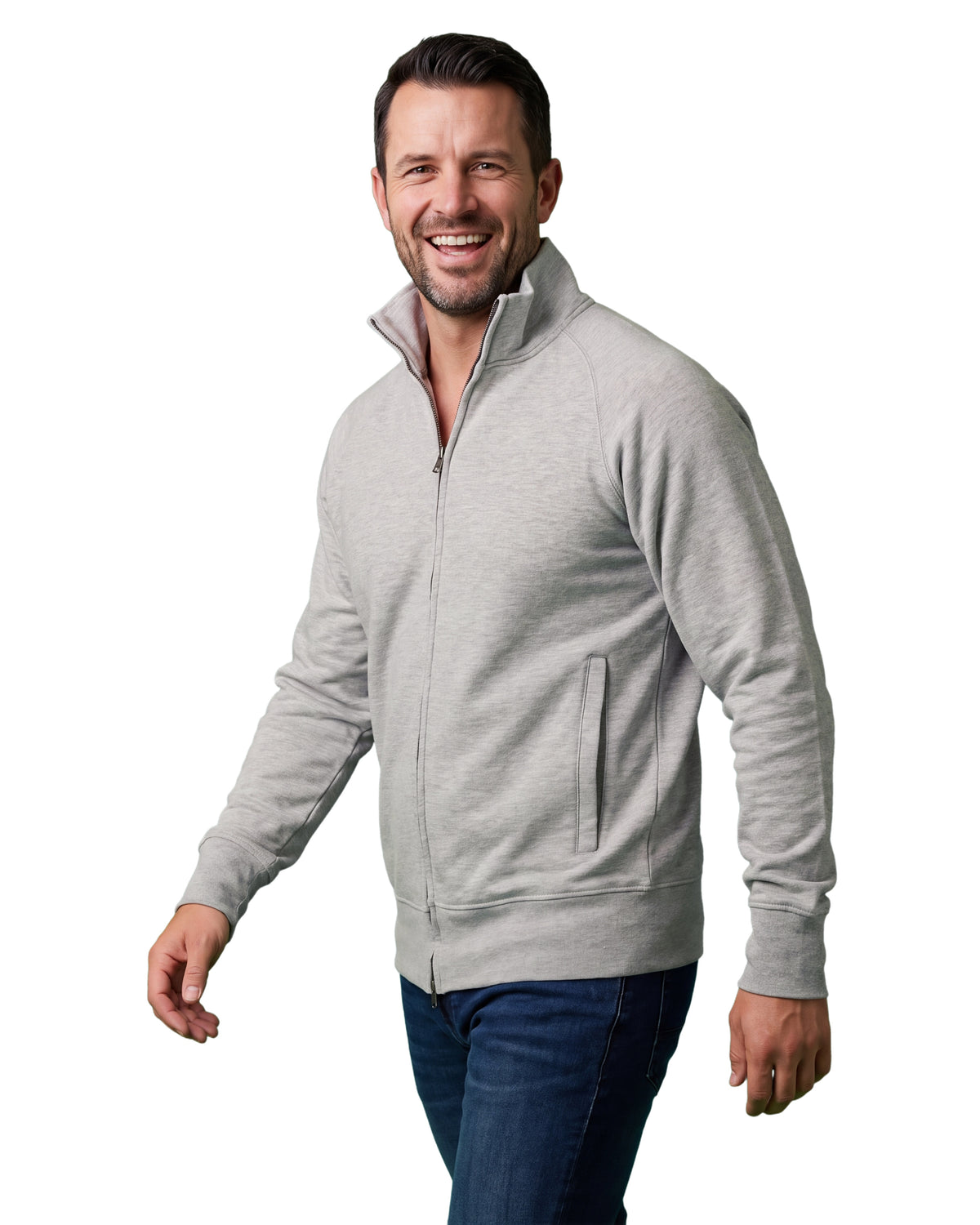 Herren Sweatjacke ohne Kapuze mit Stehkragen Panama