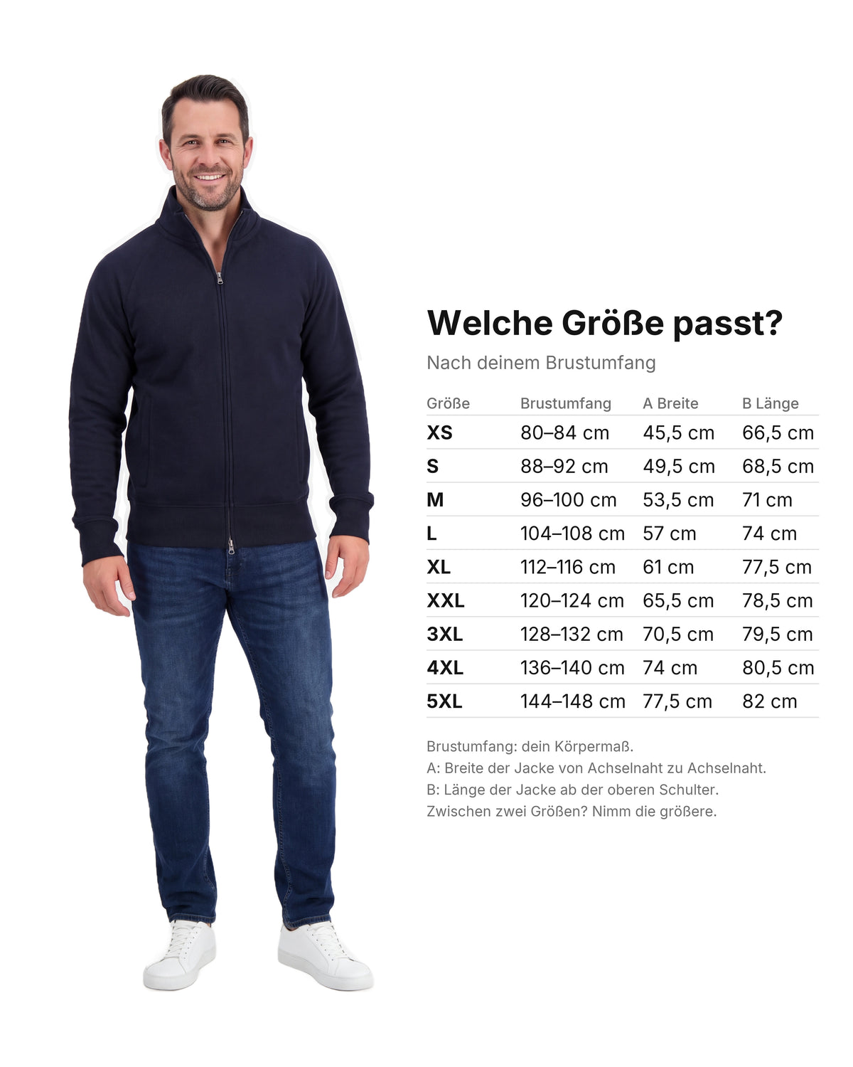 Herren Sweatjacke ohne Kapuze mit Stehkragen Panama