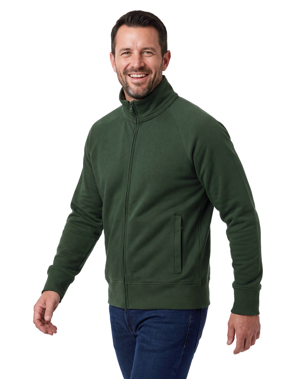 Herren Sweatjacke ohne Kapuze mit Stehkragen Panama