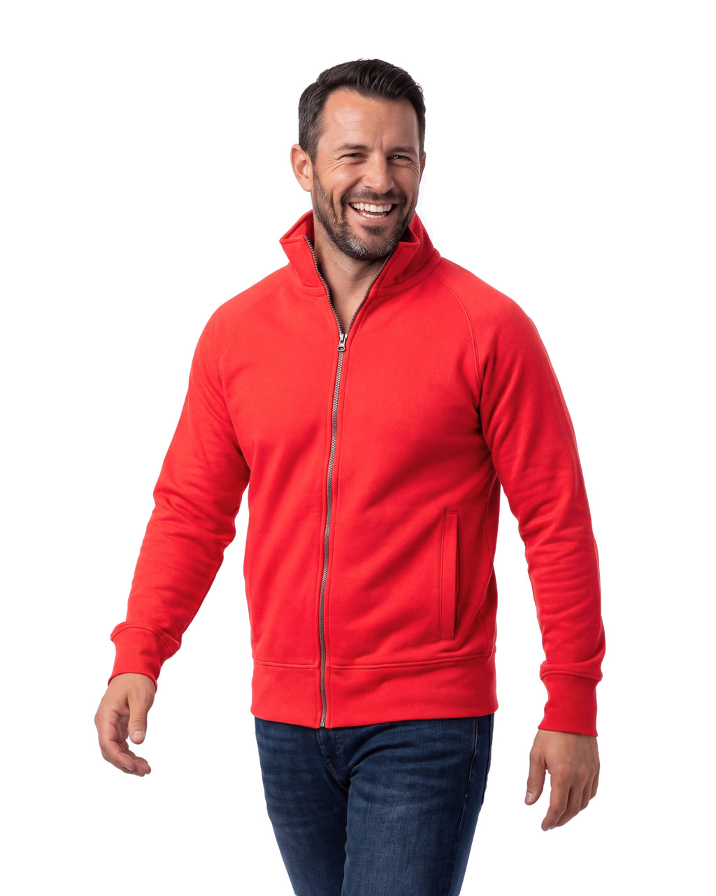 Herren Sweatjacke ohne Kapuze mit Stehkragen Panama