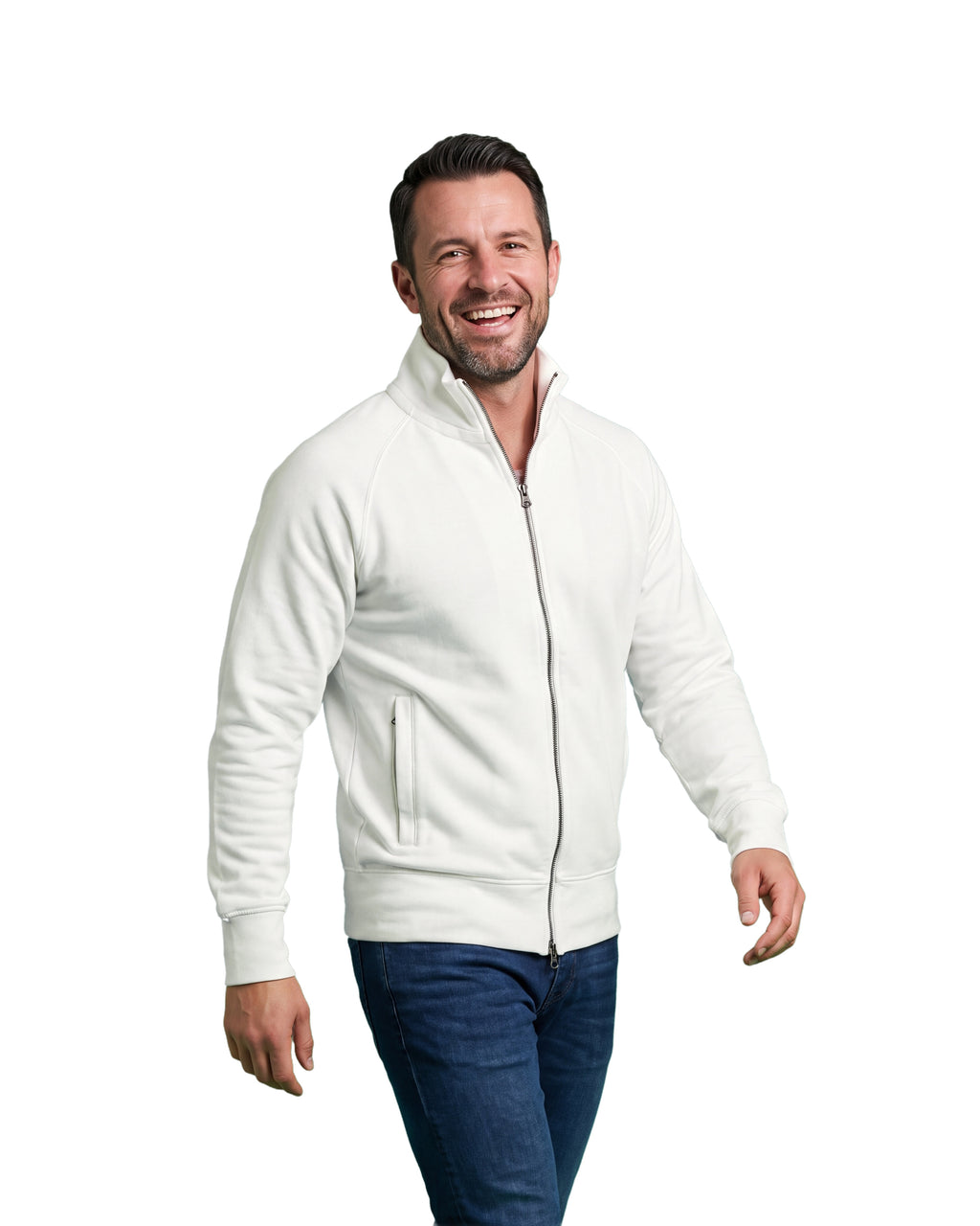 Herren Sweatjacke ohne Kapuze mit Stehkragen Panama