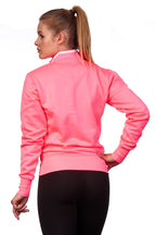 Damen Sweatjacke mit Stehkragen für Alltag & Freizeit in Neonpink