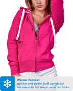 Damen Sweatjacke mit praktischen Seitentaschen in Pink