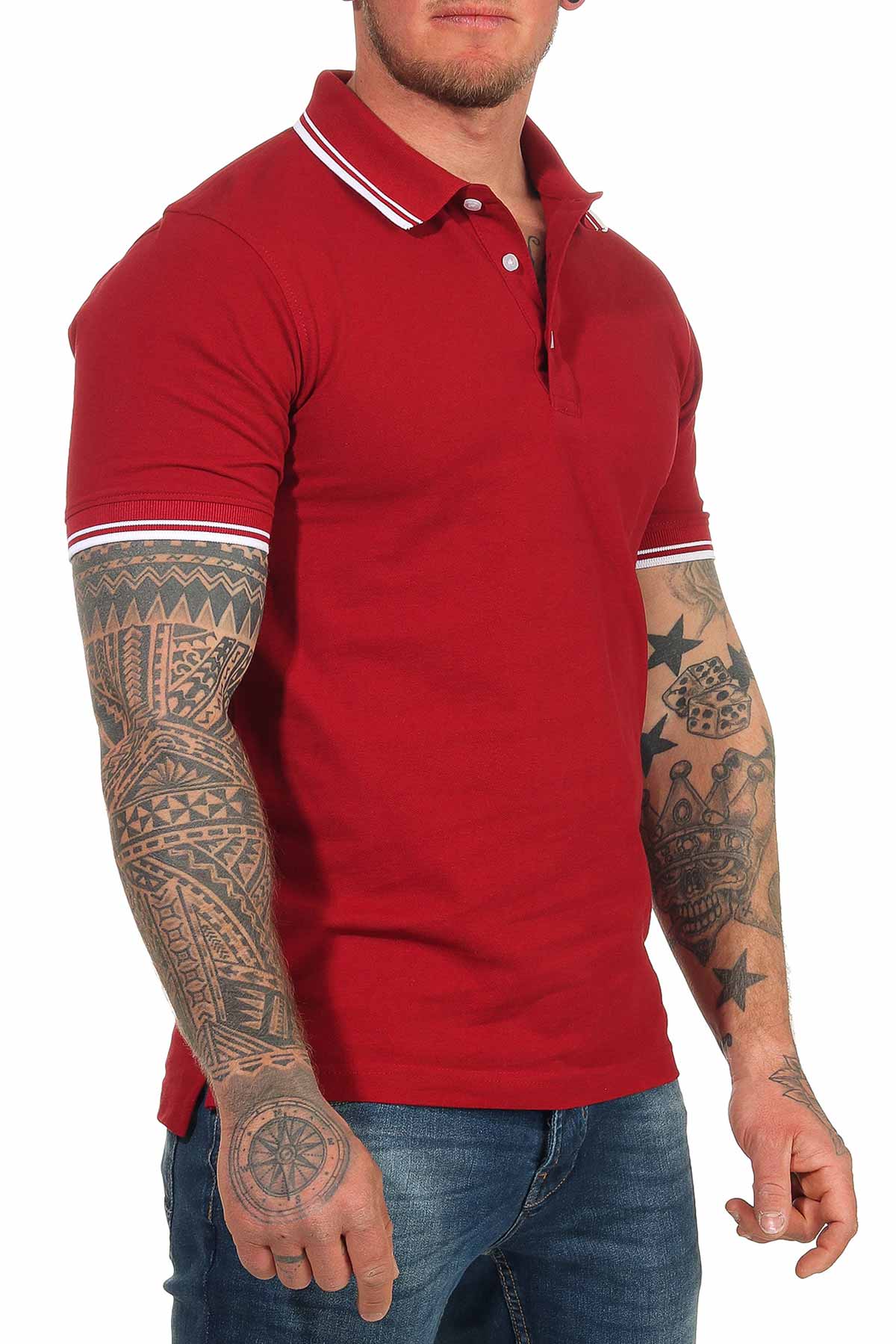 Basic Poloshirt kurarm Männer in Bordeaux
