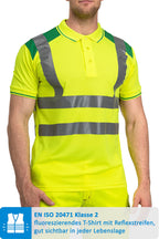 guenstiges Herren Warnschutz-Poloshirt in Neon-Gelb/Gruen
