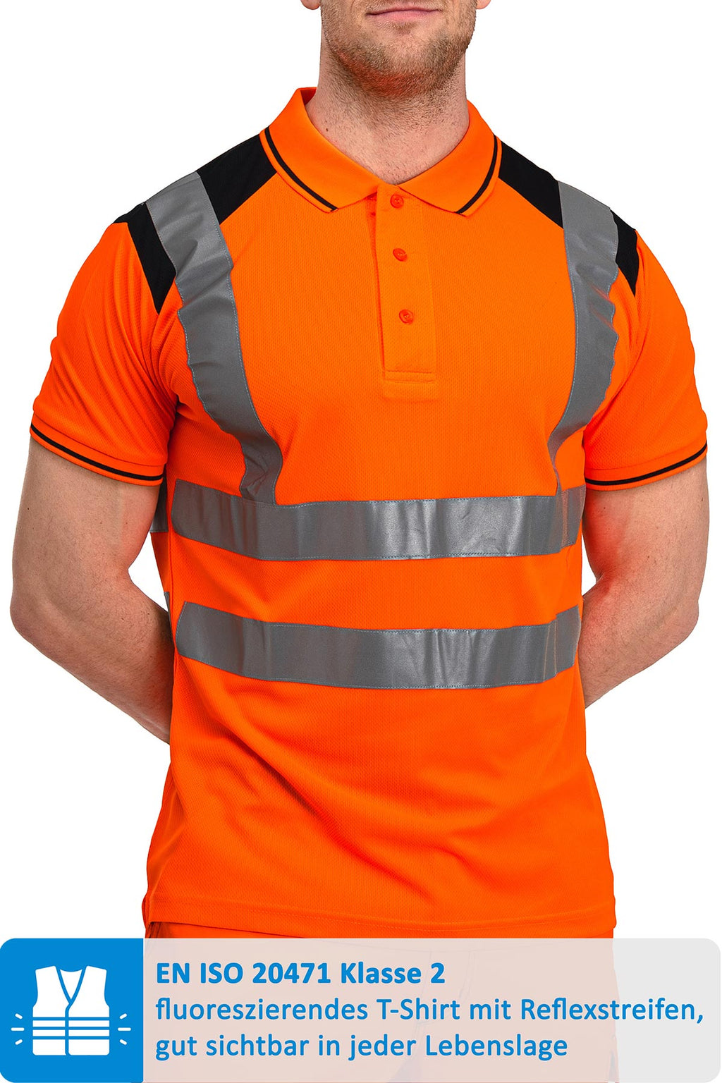 guenstiges Herren Warnschutz-Poloshirt in Neon-Orange