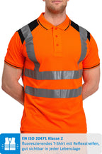 guenstiges Herren Warnschutz-Poloshirt in Neon-Orange