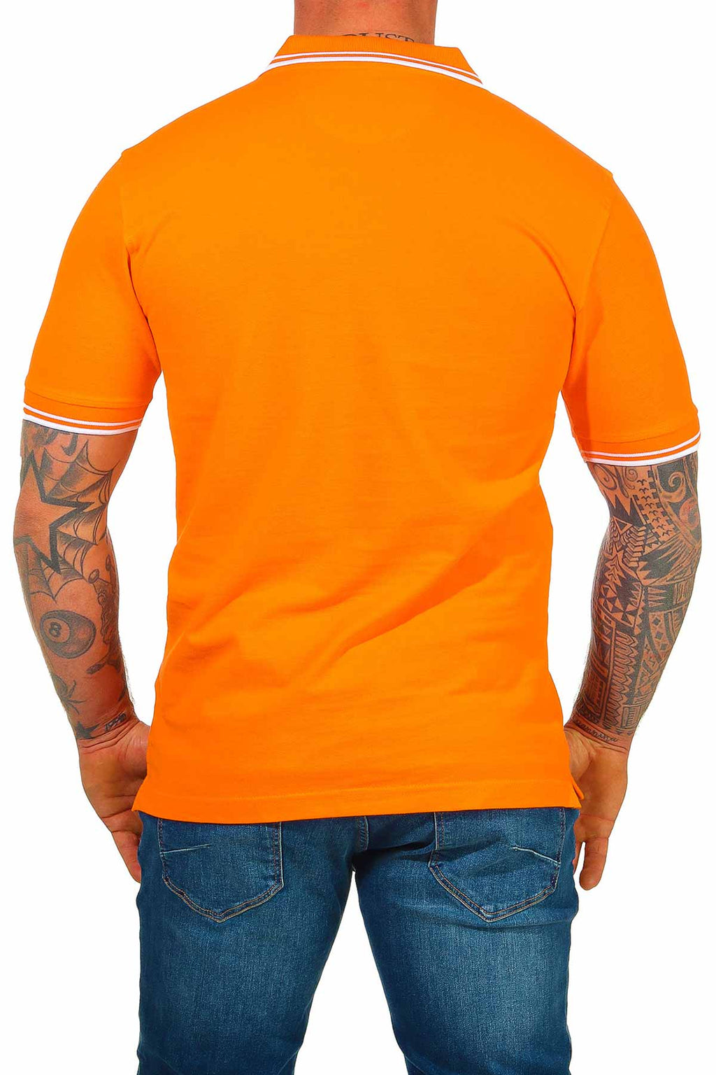 Herren Poloshirt mit 3-Knopfleiste und Kragen robust in Orange
