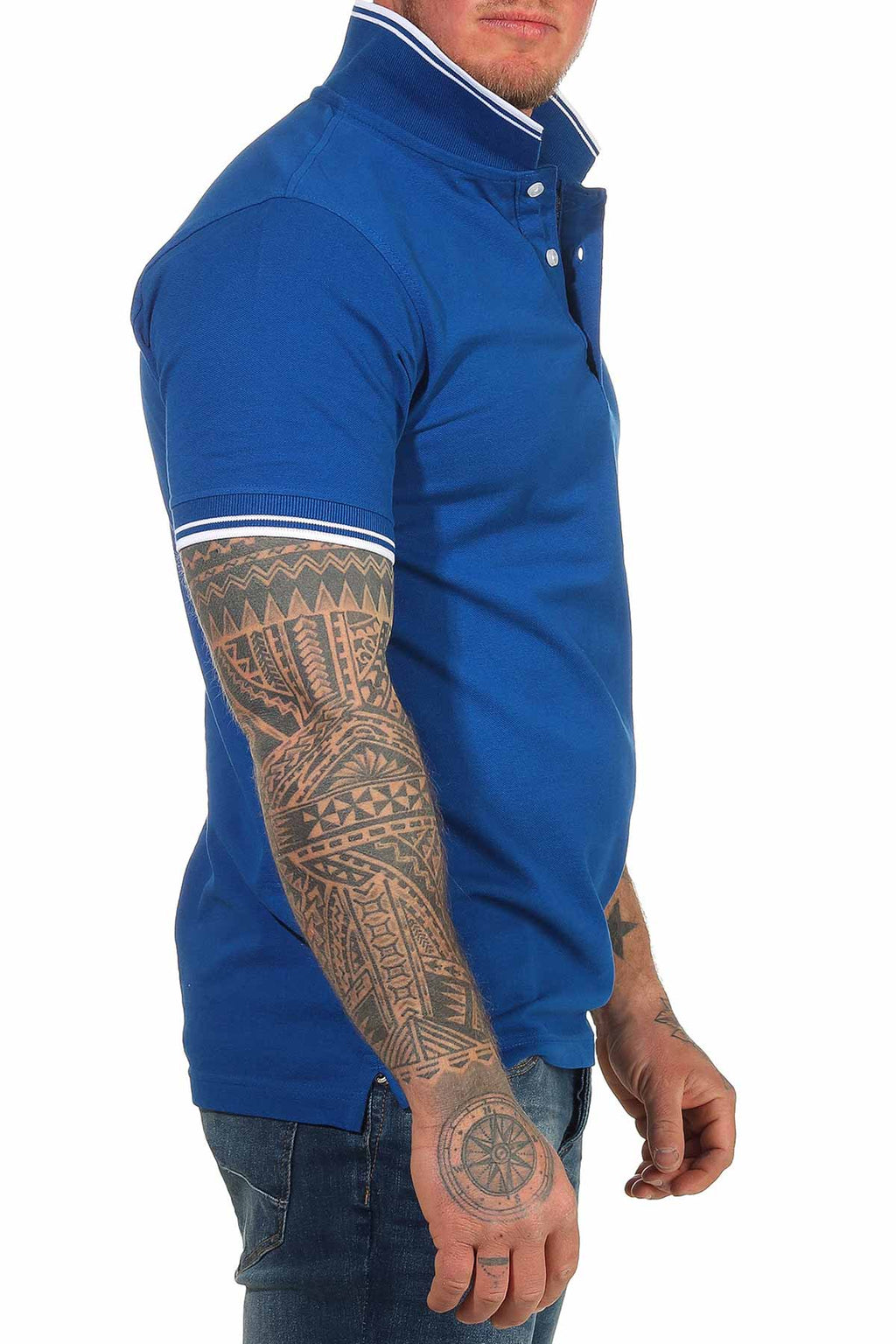 Herren Poloshirt mit 3-Knopfleiste und Kragen robust in Blau