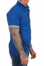 Herren Poloshirt mit 3-Knopfleiste und Kragen robust in Blau
