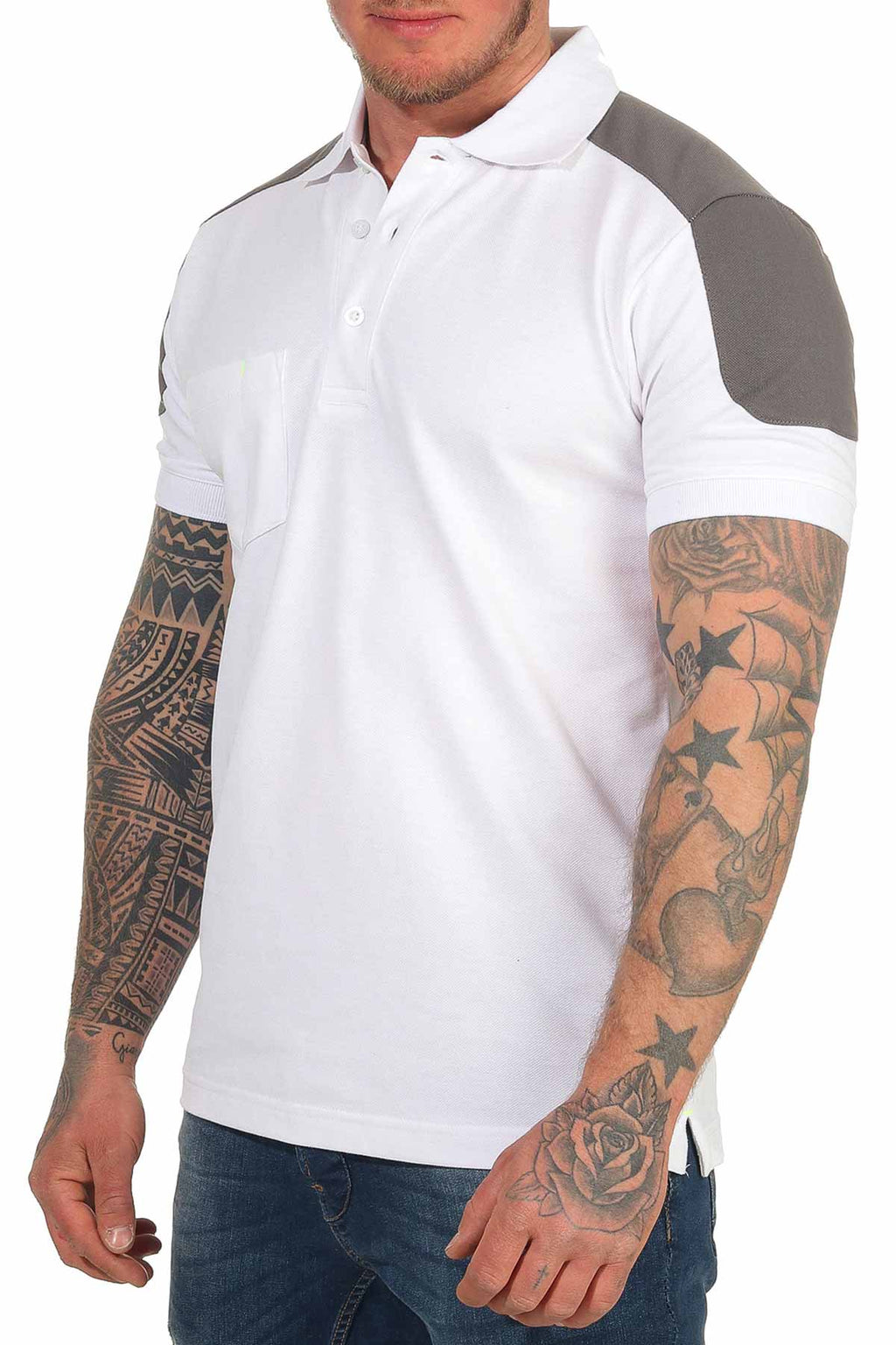 Herren T-Shirt mit Brusttasche Weiß