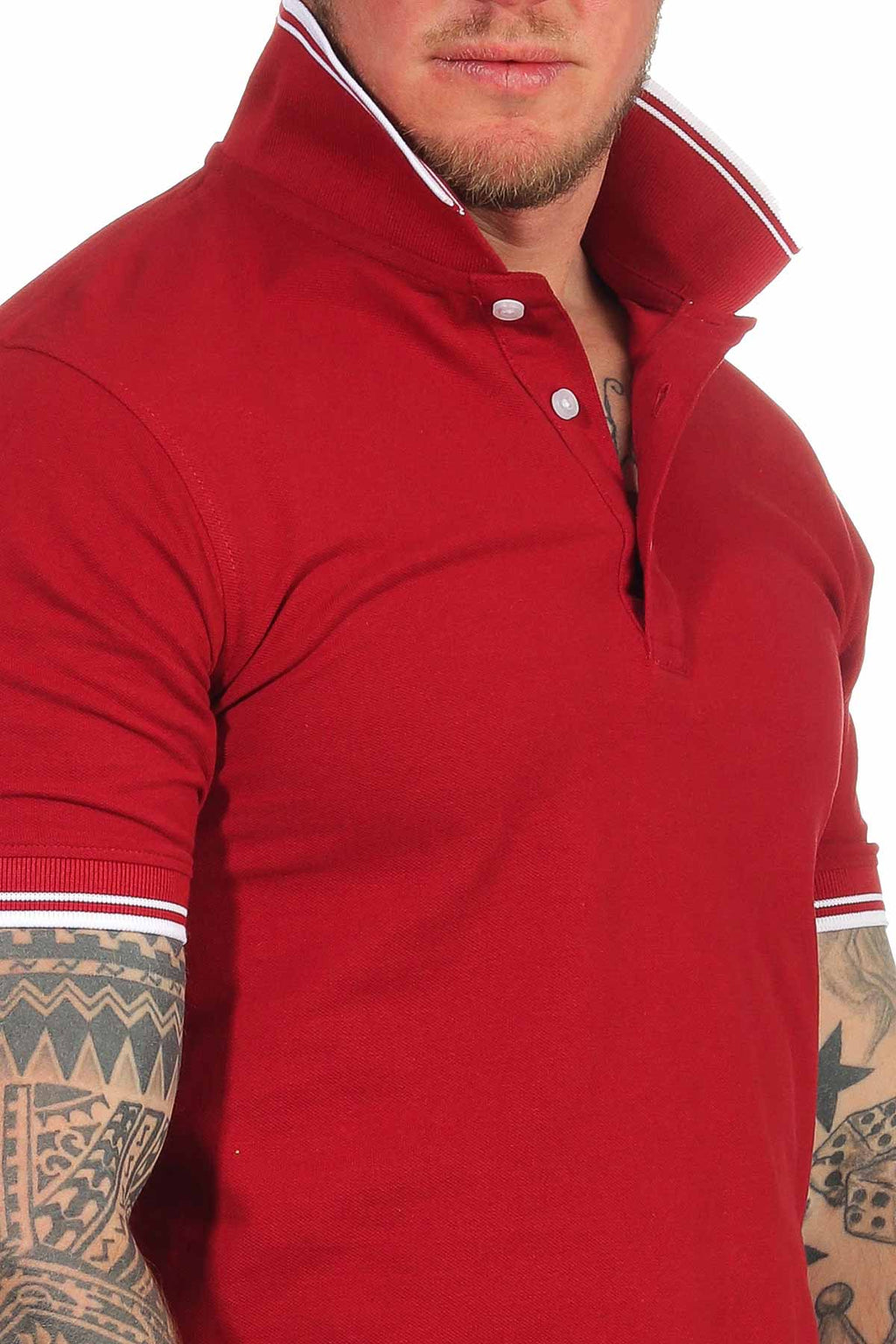 Poloshirt für Herren mit eng anliegenden Ärmeln professionell in Bordeaux